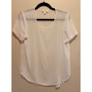 Spense sheer white short sleeve minimalist casual top size small